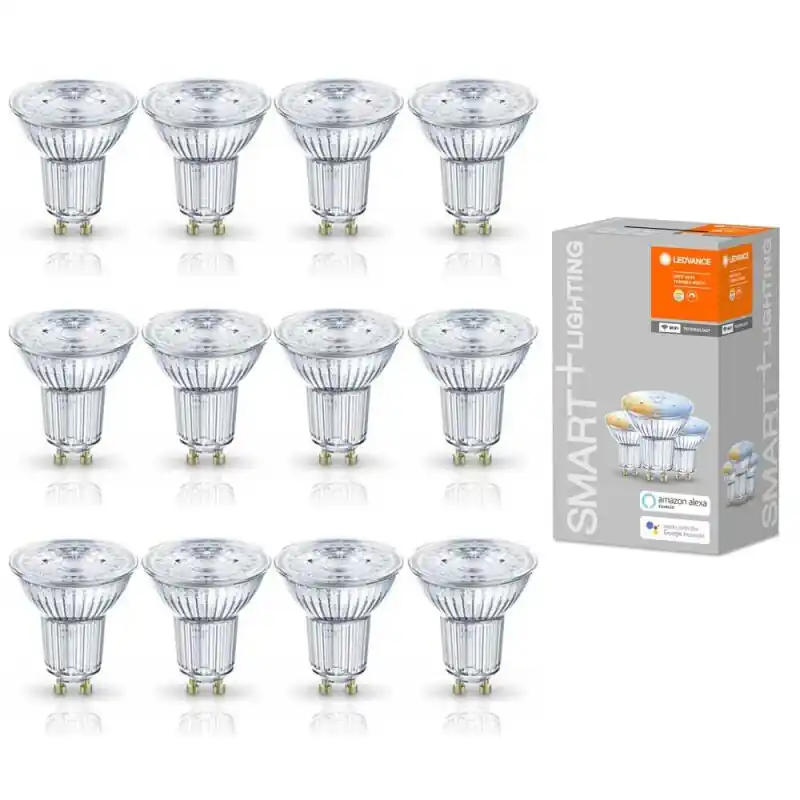 12 x Ledvance LED Smart+ Glas Reflektor PAR16 4,9W = 50W GU10 350lm Tunable White 2700K-6500K 45° Dimmbar App Google Alexa WiFi Neue Ware