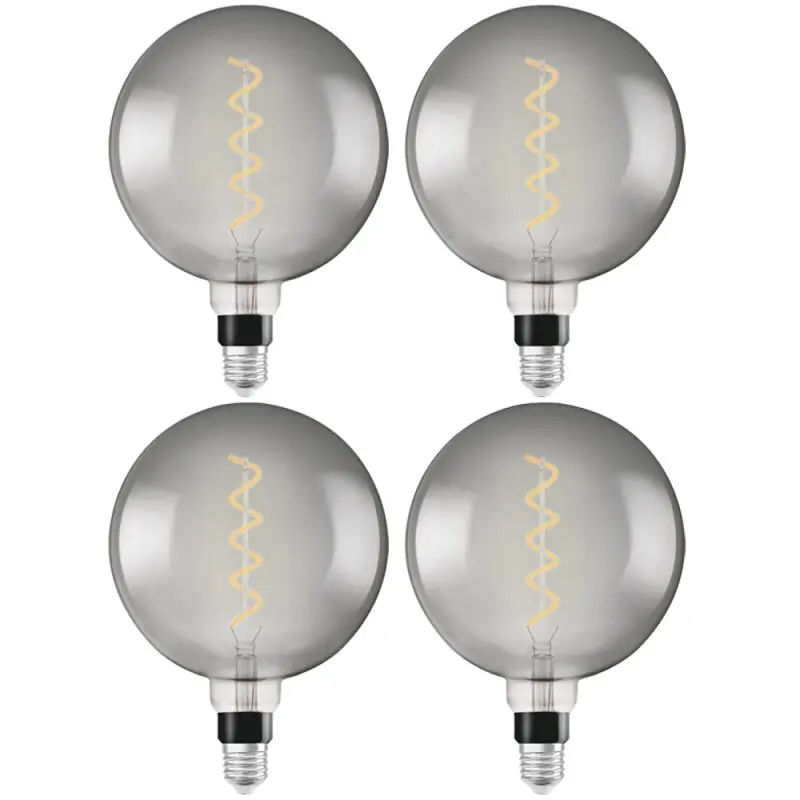 Kostenloser Rückversand 4 x Osram LED Spiral Filament Leuchtmittel Vintage 1906 G200 Globe 5W = 12W E27 Rauchglas 110lm extra warmweiß 1800K