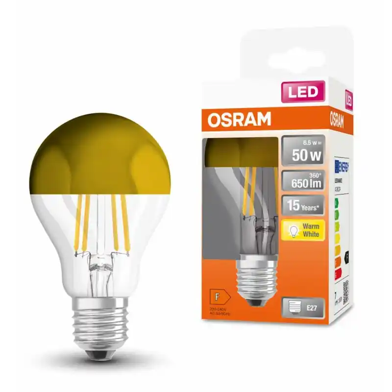 Meistverkauft Osram LED Leuchtmittel Birnenform Kopfspiegellampe Mirror 7W fast 60W E27 Gold FS warmweiß 2700K