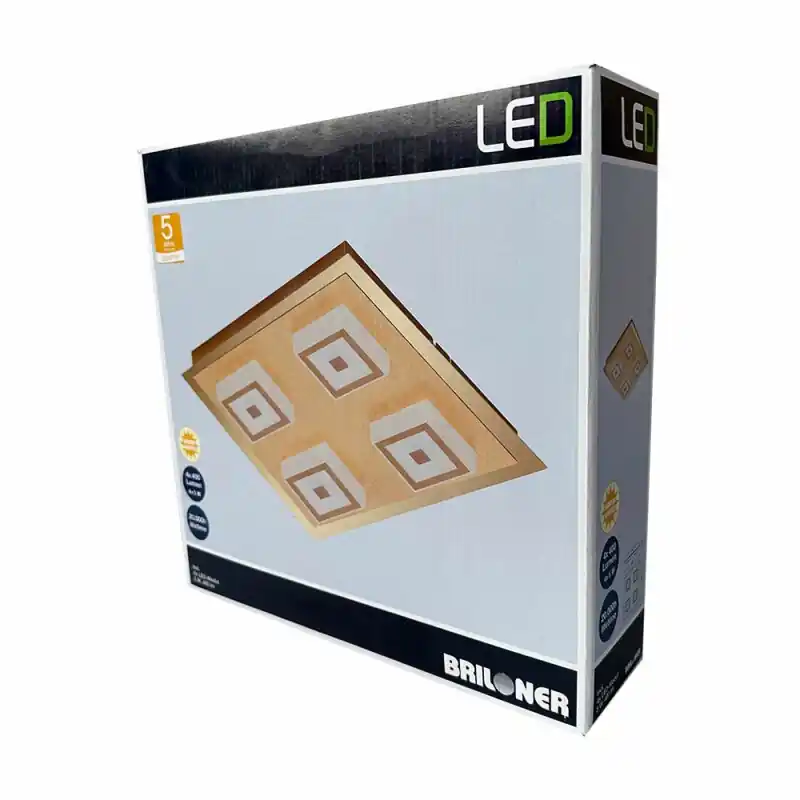 Super-Preis Briloner LED Deckenleuchte Gold eckig 28x28cm 4 x 5W 1600lm warmweiß 3000K
