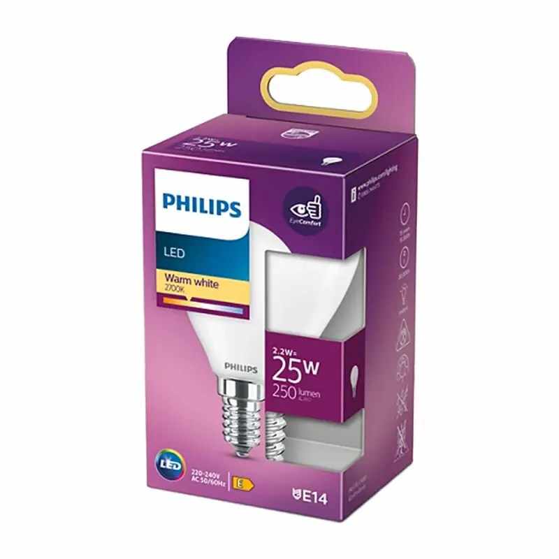 Philips LED Leuchtmittel Tropfen 2,2W = 25W E14 matt 250lm warmweiß 2700K Highlight
