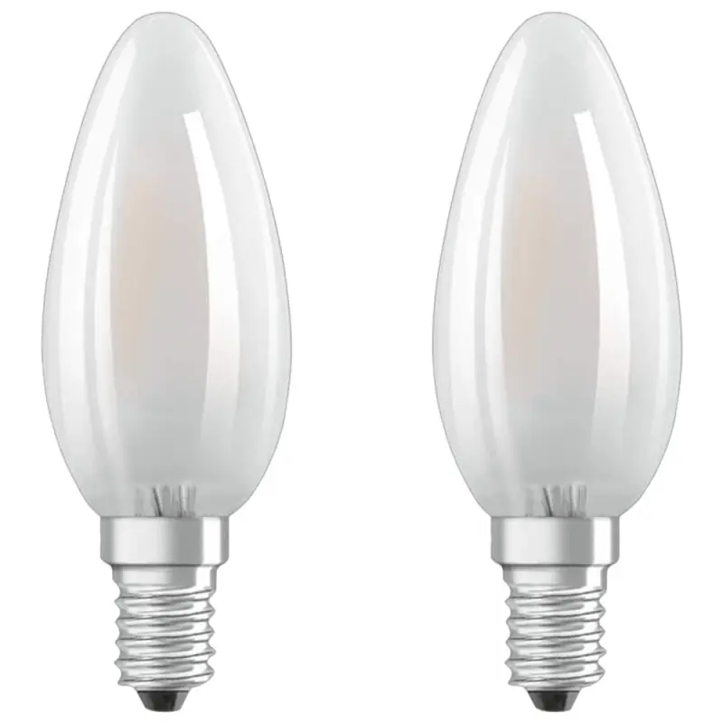 Billig 2 x Osram LED Filament Leuchtmittel Kerzen 4W = 40W E14 matt 470lm Neutralweiß 4000K