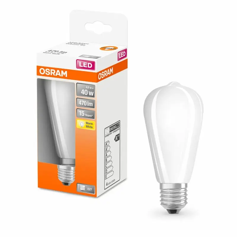 Zertifiziert Osram LED Filament Leuchtmittel ST64 Edison 4W = 40W E27 matt 470lm FS warmweiß 2700K