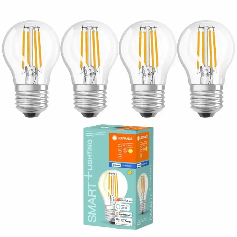 4 x Ledvance LED Smart+ Filament Tropfen 4W = 40W E27 klar 470lm warmweiß 2700K Dimmbar App Google Alexa Bluetooth Top-Preis