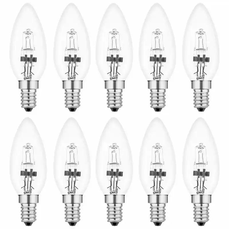 10 x Eco Halogen Kerzen 18W ~ 25W E14 klar warmweiß 2900K dimmbar Expressversand