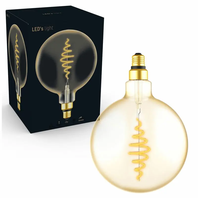 Neu Im Sortiment LED Spiral Filament G200 Globe 7W = 40W E27 Gold 470lm extra warmweiß 1800K DIMMBAR