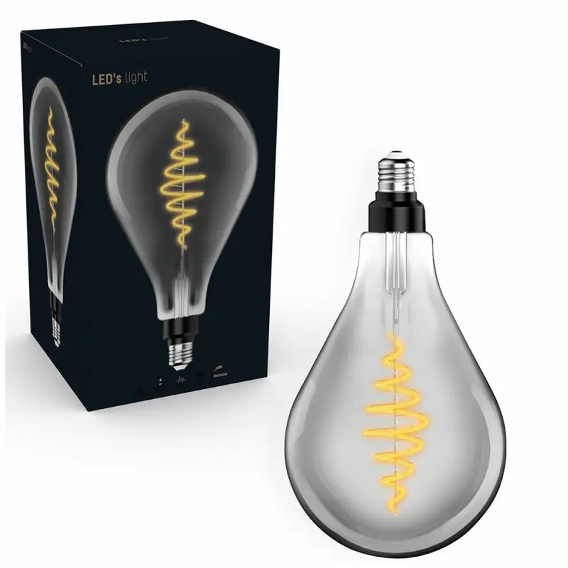 Kostenloser Versand LED Spiral Filament A160 BigDrop 8,5W = 20W E27 Rauchglas 200lm extra warmweiß 1800K DIMMBAR
