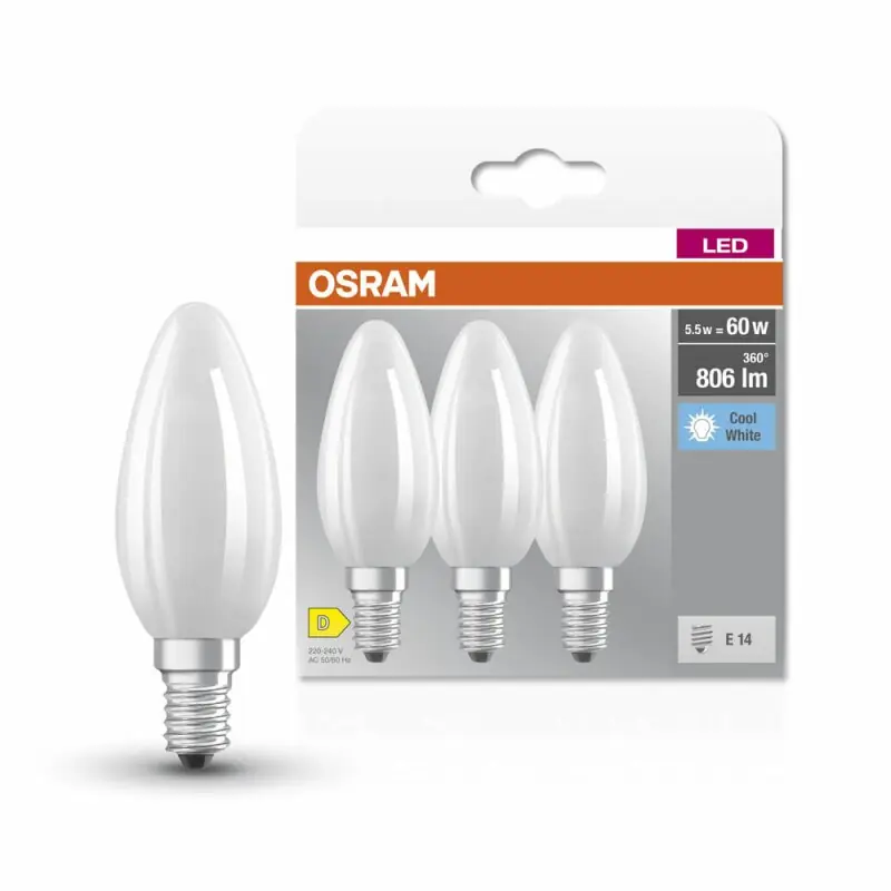 Abverkauf 3 x Osram LED Filament Kerzen 5,5W = 60W E14 matt 806lm 840 neutralweiß 4000K