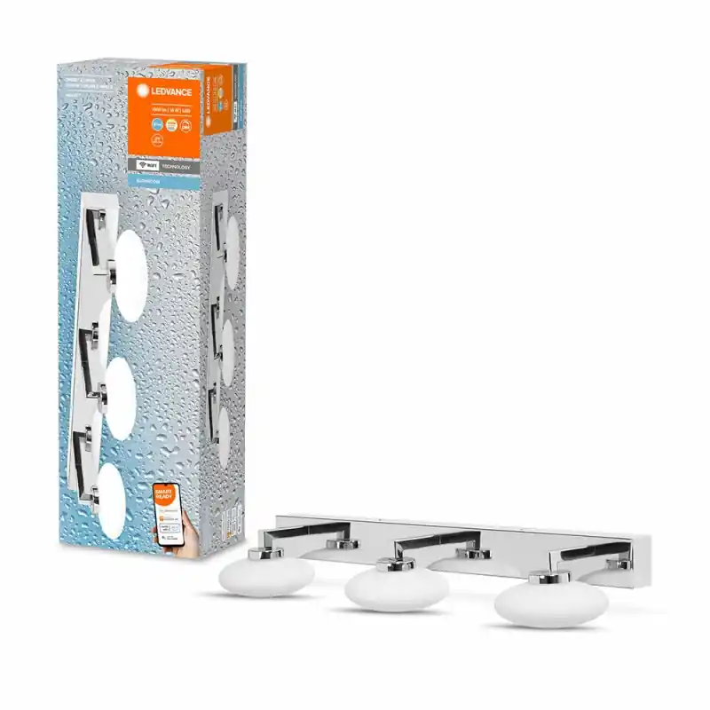 Markenware Ledvance LED Smart+ Badezimmerleuchte Orbis Wall Elypse Chrom IP44 18W 1500lm 3000K-6500K Dimmbar App Google Alexa WiFi