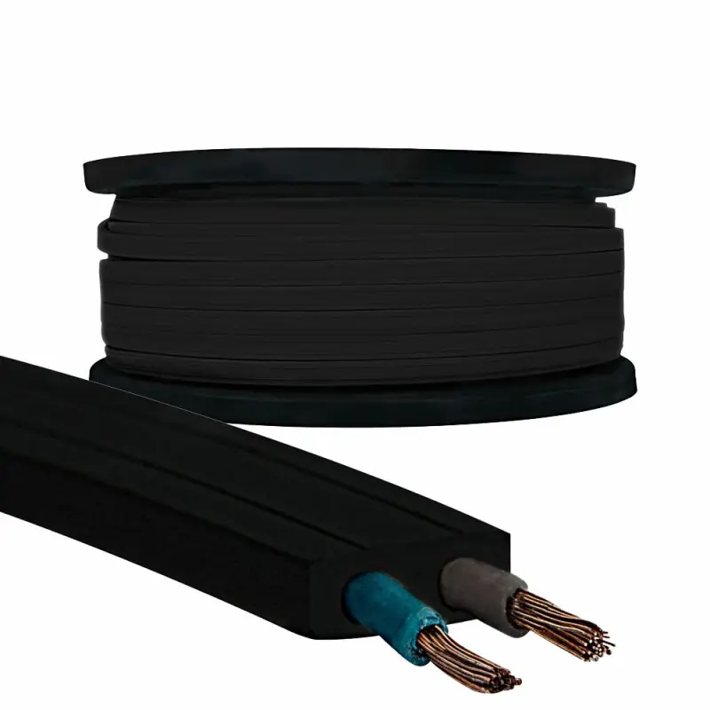 1m Illu-Flachbandkabel H05RNH2-F 2x1,5mm² Schwarz Ausverkauf
