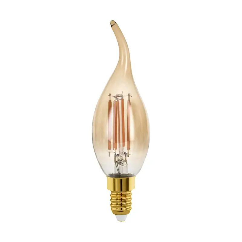 Neu Im Sortiment Eglo LED Filament Leuchtmittel Windstoßkerze 4W = 28W E14 Gold 300lm extra warmweiß 1700K DIMMBAR