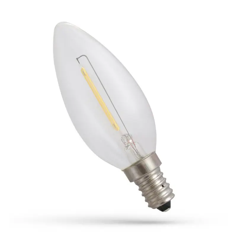 Preisreduziert Spectrum LED Filament Leuchtmittel Kerze 1W E14 klar 60lm extra warmweiß 1800K