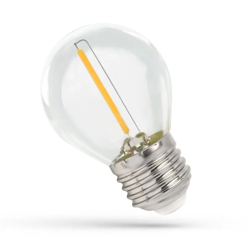 Highlight Spectrum LED Filament Leuchtmittel Tropfenform Kugel 1W E27 klar 60lm extra warmweiß 1800K