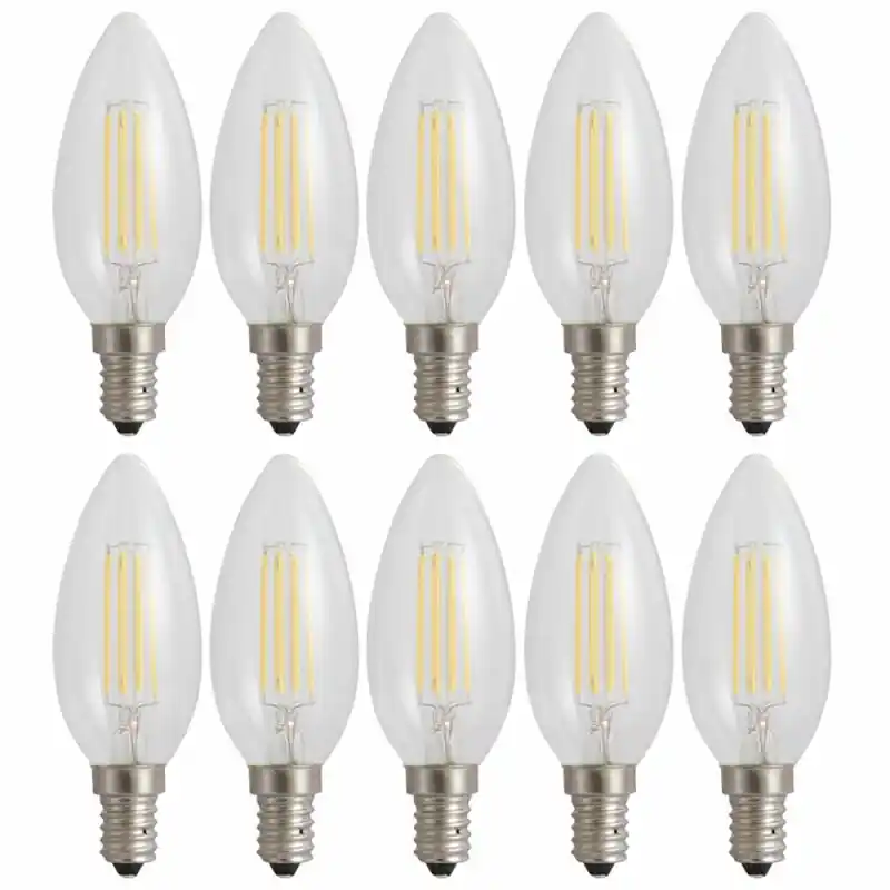 10 x LED Filament Leuchtmittel Kerze 4W E14 klar 340lm extra warmweiß 1800K Bestpreis