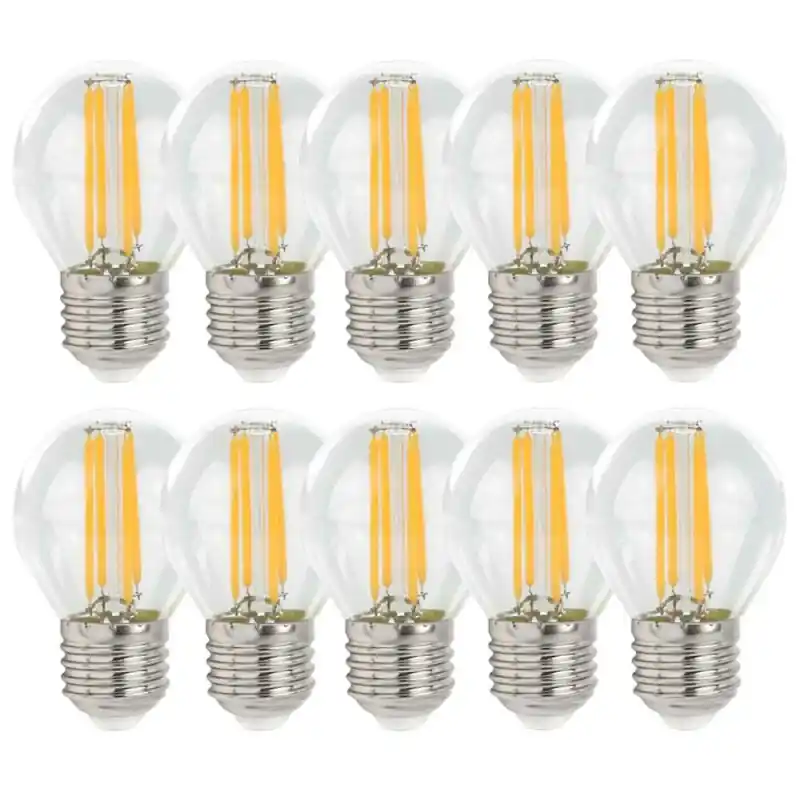 Billig 10 x LED Filament Leuchtmittel Tropfenform Kugel 4W E27 klar 340lm extra warmweiß 1800K