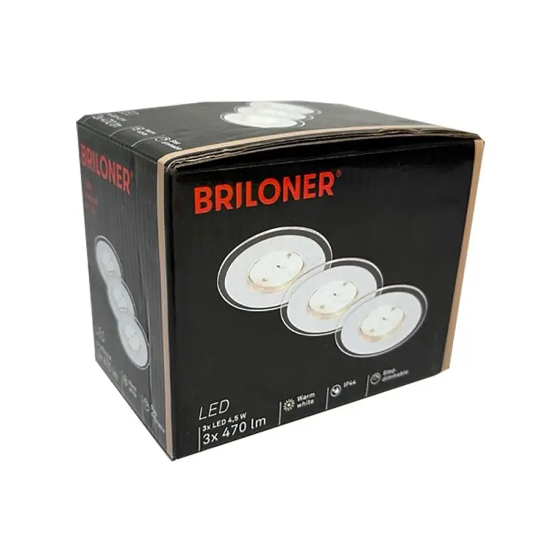 3 x Briloner LED Einbauleuchte Set Weiß rund Ø8cm IP44 3 x 5,5W 470lm warmweiß 3000K 3-Stufen-Dimmbar Sonderangebot