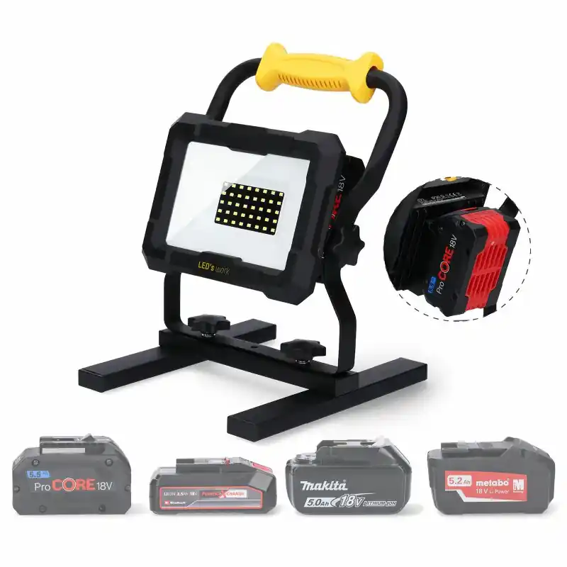 LED's work LED Arbeitsleuchte 20W 2000lm 5000K für Wechselakku Bosch Makita Metabo Einhell Markenware