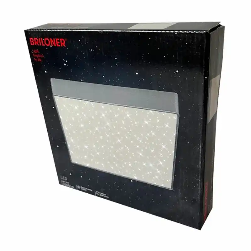 Briloner LED Wand- & Deckenleuchte Silber eckig 21,2 x 21,2cm 16W 1600lm Neutralweiß 4000K Sternenhimmel-Effekt Expressversand