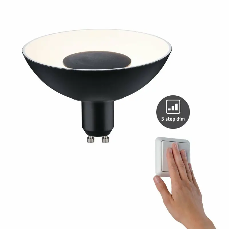 Paulmann LED Deko Reflektor Schwarz/Weiß 4,9W GU10 360lm warmweiß 3000K 3-Stufen DIMMBAR Gratis Versand