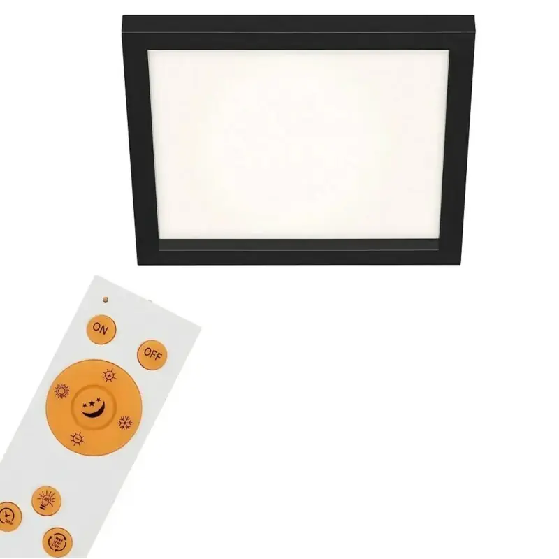 Neu Im Sortiment Briloner LED Panel Deckenleuchte Geo Basic Schwarz 30x30cm 18W 1800lm 3000K-6500K Dimmbar mit Fernbedienung