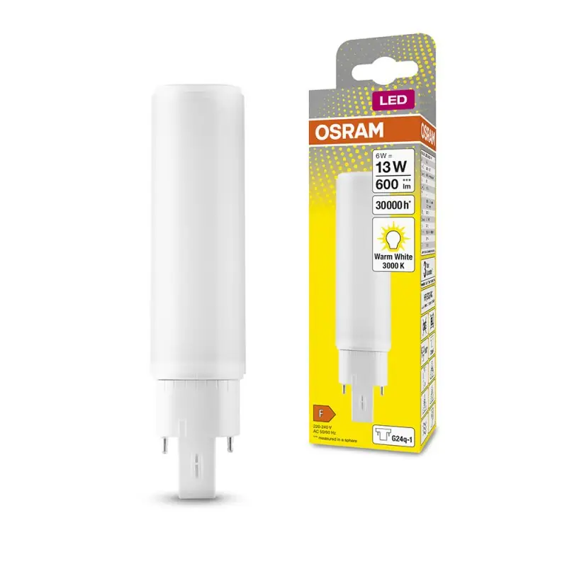 Osram Dulux D/E LED HF & AC Mains 6W = 13W/830 G24q-1 2P matt 600lm warmweiß 3000K Geprüft
