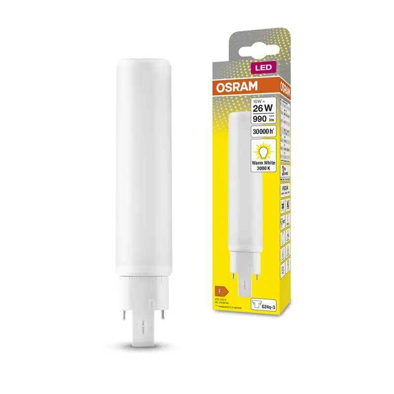 Nur Für Kurze Zeit Osram LED Dulux D/E HF & AC 10W = 26W/830 G24q-3 990lm warmweiß 3000K