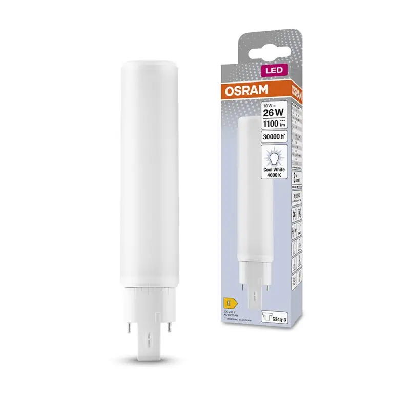 Osram Dulux D/E LED HF & AC Mains 10W = 26W/840 G24q-3 2P matt 1100lm neutralweiß 4000K Schneller Versand