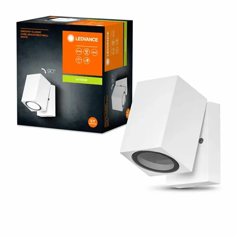 Ledvance Außenleuchte Wandlampe Endura Classic Cube Weiß IP44 max. 35W GU10 verstellbar Highlight