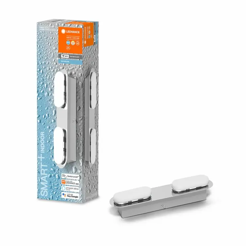 Heißes Angebot Ledvance LED Smart+ Badezimmerleuchte Orbis Wall Duplo Silber IP44 15W 1400lm 3000K-6500K Dimmbar App Google Alexa WiFi