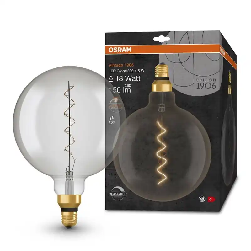 Schnäppchen Osram LED Filament G200 Globe 4,8W = 16W E27 Rauchglas 150lm extra warmweiß 1800K DIMMBAR
