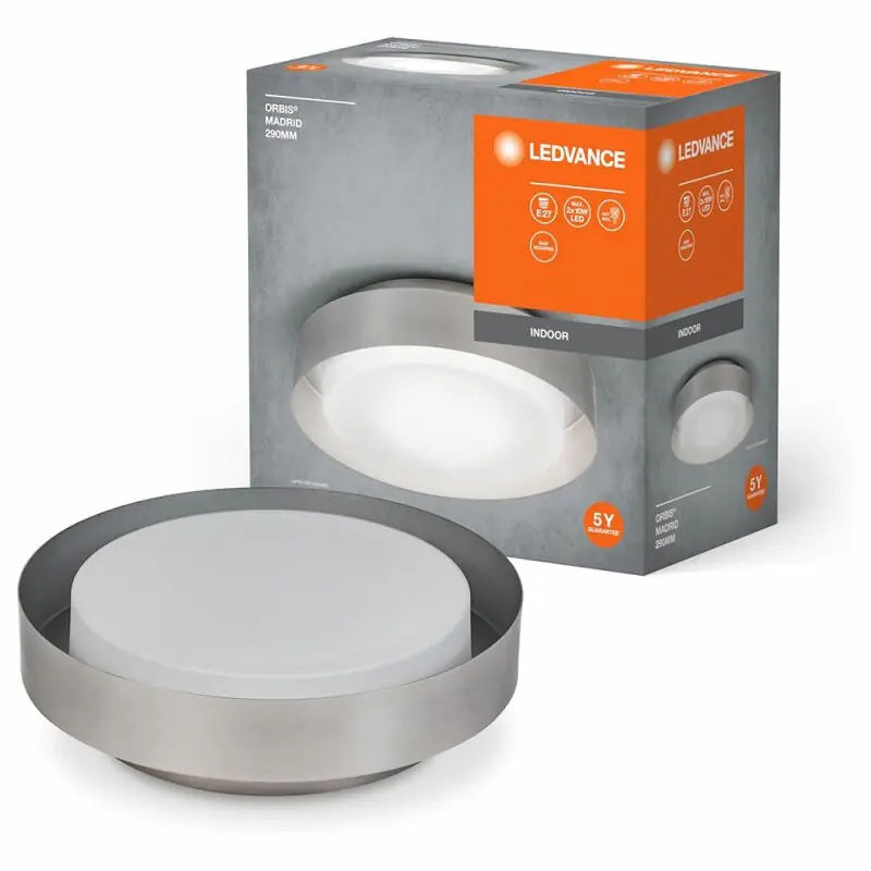 Ledvance Deckenleuchte Orbis Madrid Nickel Ø29cm max. 2 x 10W E27 Markenware
