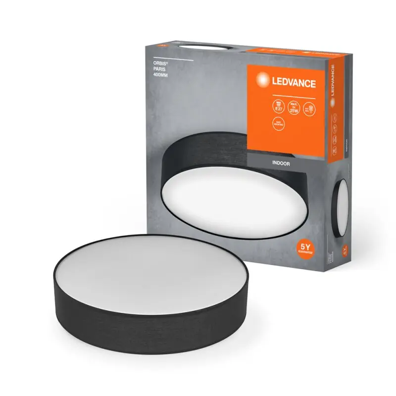 Ledvance LED Deckenleuchte Wandlampe Orbis Paris Schwarz Ø40cm max. 2 x 25W E27 ohne Leuchtmittel Nur Für Kurze Zeit