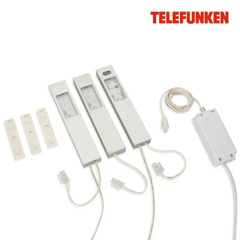 Billig Telefunken LED Möbelunterbauleuchte Aluminium 3 x 2,5W 180lm neutralweiß 4000K mit Sensor
