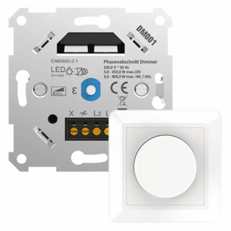 Universaldimmer Weiß für LED 3-250W und Halogen 3-400W Markenware