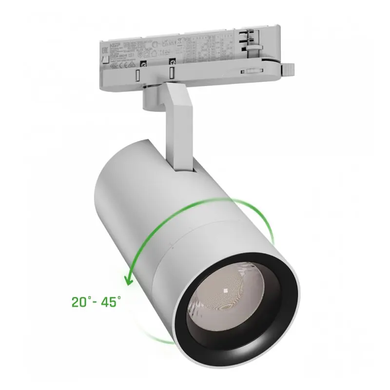 Spectrum LED 3-Phasen Stromschiene Strahler Pava 2 Weiß 19-42W 1800-3200lm Neutralweiß 4000K Zoom 20°-45° Schneller Versand