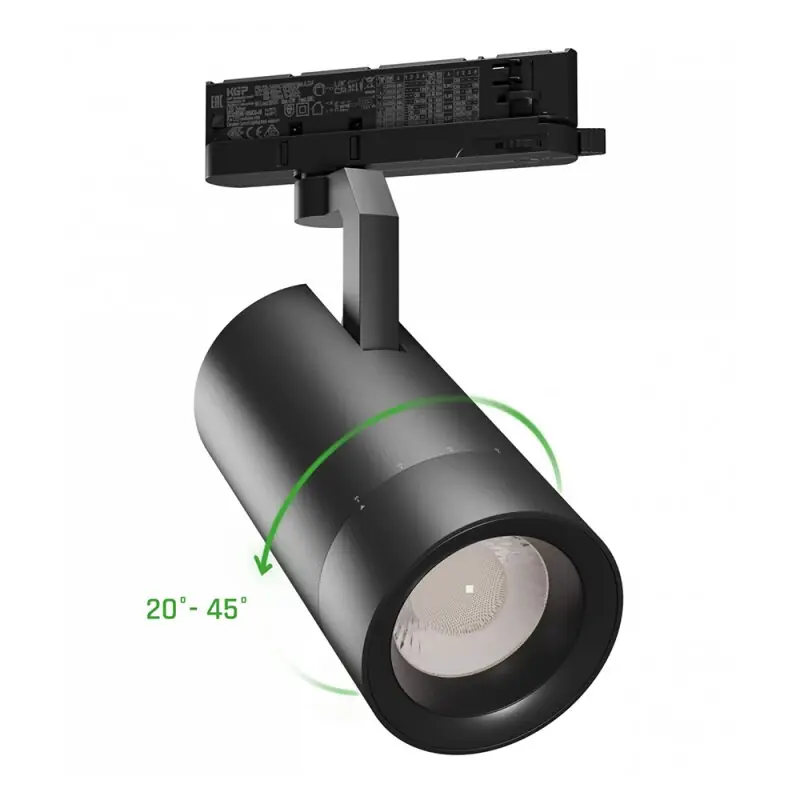 Spectrum LED 3-Phasen Stromschiene Strahler Pava 2 Schwarz 19-42W 1800-3200lm warmweiß 3000K Zoom 20°-45° Garantierte Lieferung