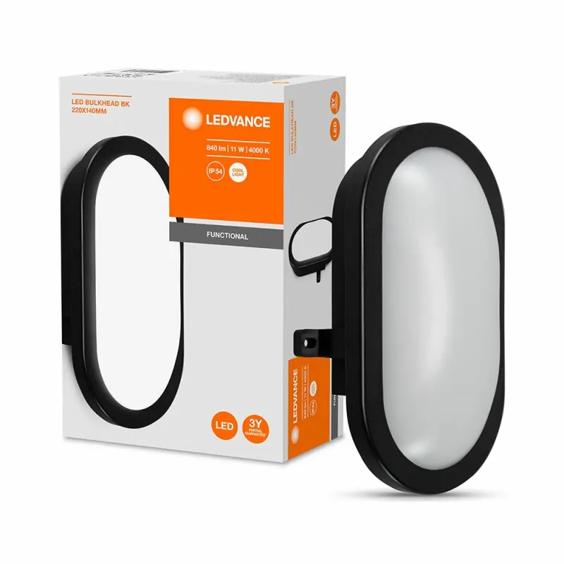 Must-Have Ledvance LED Außenleuchte Wandlampe Bulkhead Oval Schwarz IP54 11W 840lm Neutralweiß 4000K