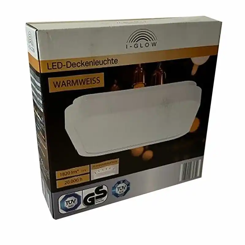 LED Deckenleuchte Weiß eckig 24x24cm 18W 1820lm Warmweiß 3000K Backlight Schneller Versand
