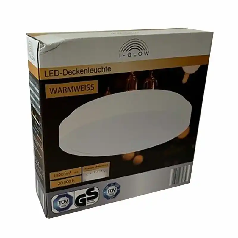 I-Glow LED Deckenleuchte Weiß rund Ø24,5cm 18W 1820lm Warmweiß 3000K Backlight Online Kaufen