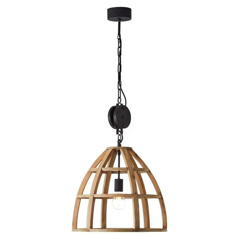 Schnäppchen Brilliant Pendelleuchte Matrix Nature Antik Holz Schwarz Korund Ø47cm max. 60W E27 kürzbar