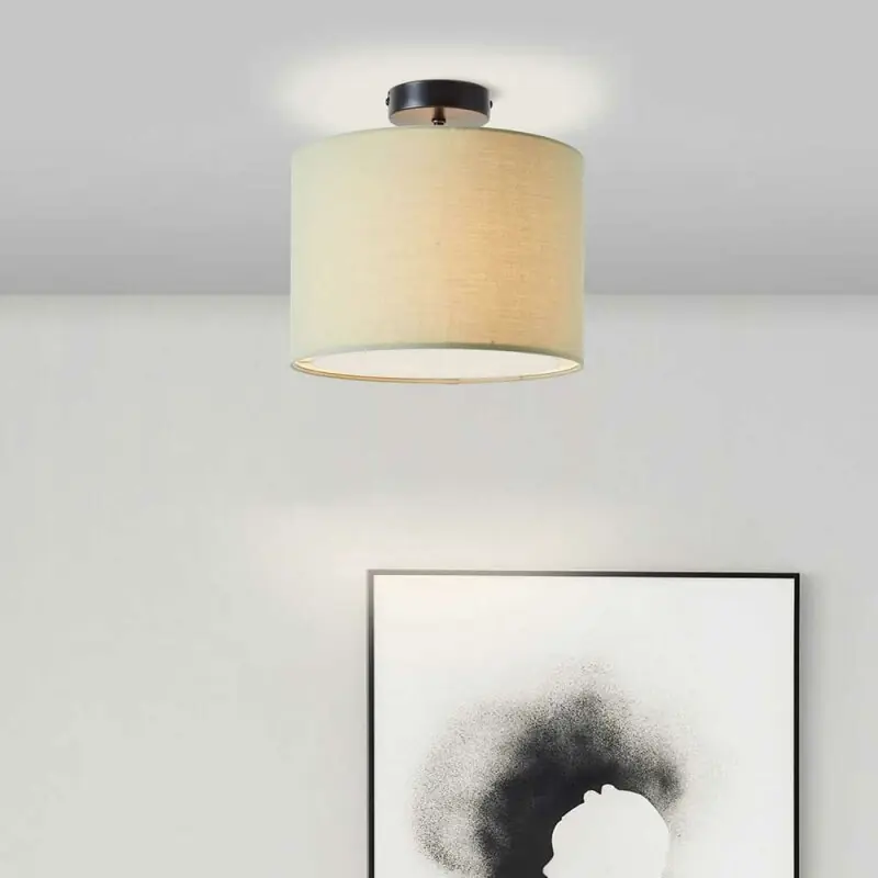 Rabatt Brilliant Deckenleuchte Aike Textil Grün rund Ø28cm max. 40W E27 ohne Leuchtmittel