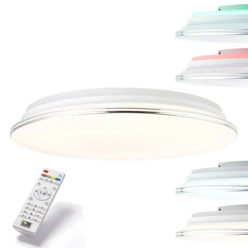 Markenware Brilliant LED Deckenleuchte Edna Weiß rund Ø40cm 24W 2000lm CCT RGB Backlight dimmbar mit Fernbedienung