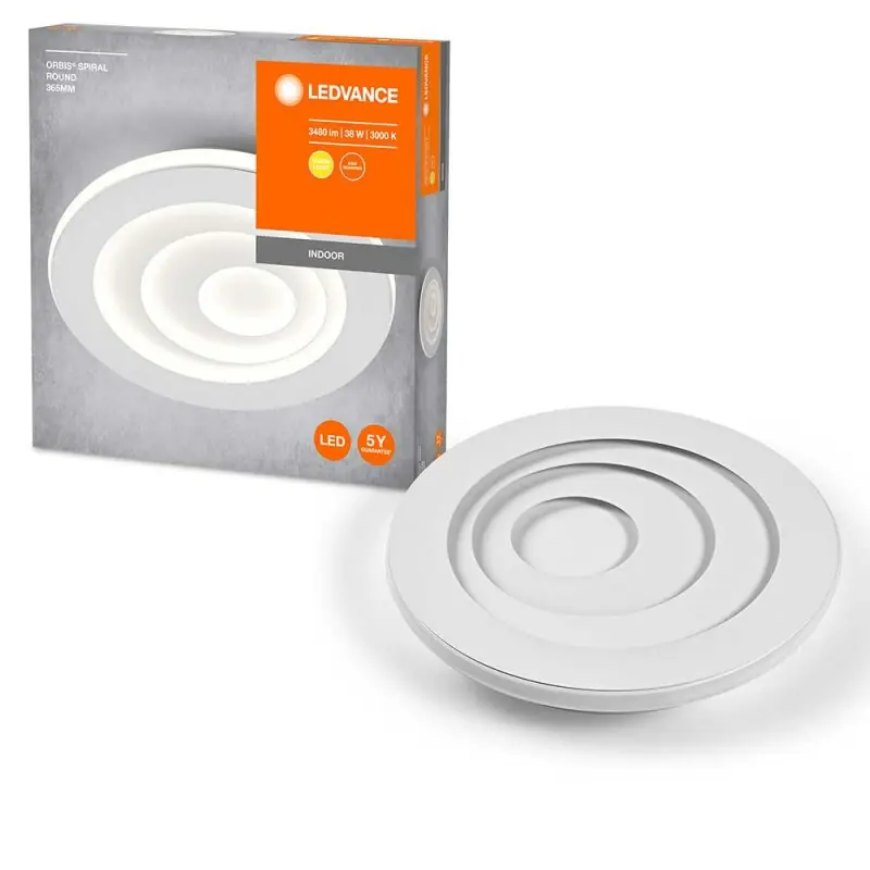 Meistverkauft Ledvance LED Deckenleuchte Wandlampe Orbis Spiral Round Weiß Ø36,5cm 38W 1900lm warmweiß 3000K