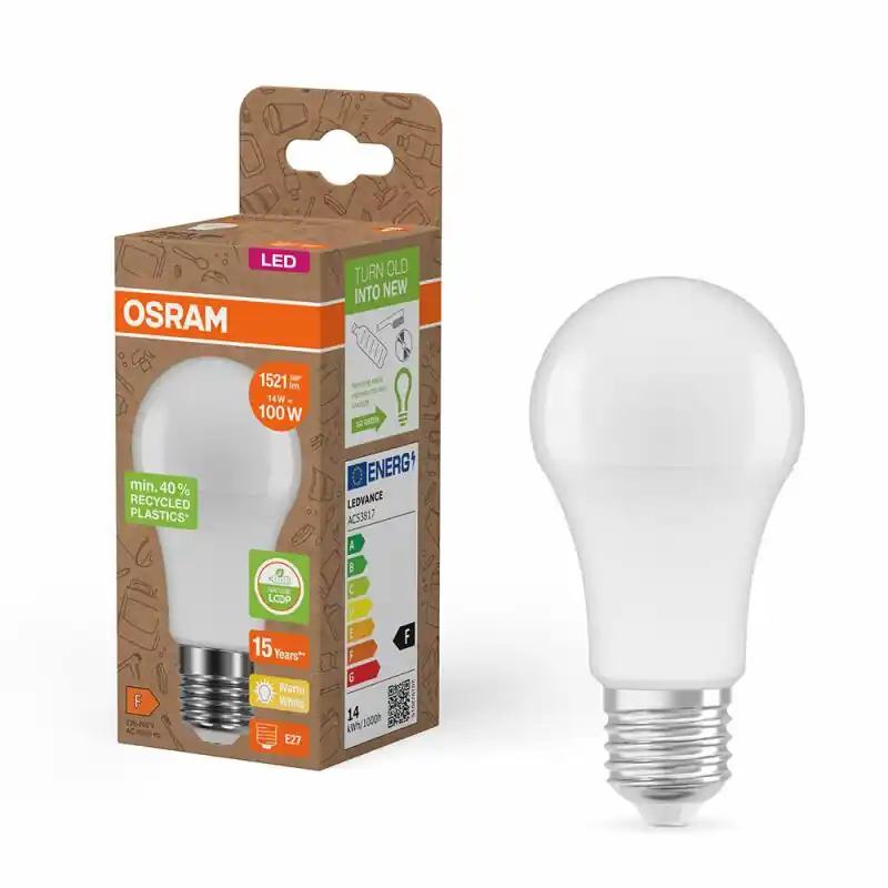 Osram LED A60 Birne 14W = 100W E27 matt 1521lm warmweiß 2700K recycelter Kunststoff Solange Der Vorrat Reicht