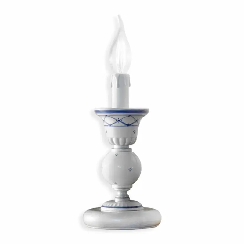 Ferroluce Tischleuchte Sanremo Weiß Blau Ø12cm max. 60W E14 handgefertigt Keramik Bestpreis