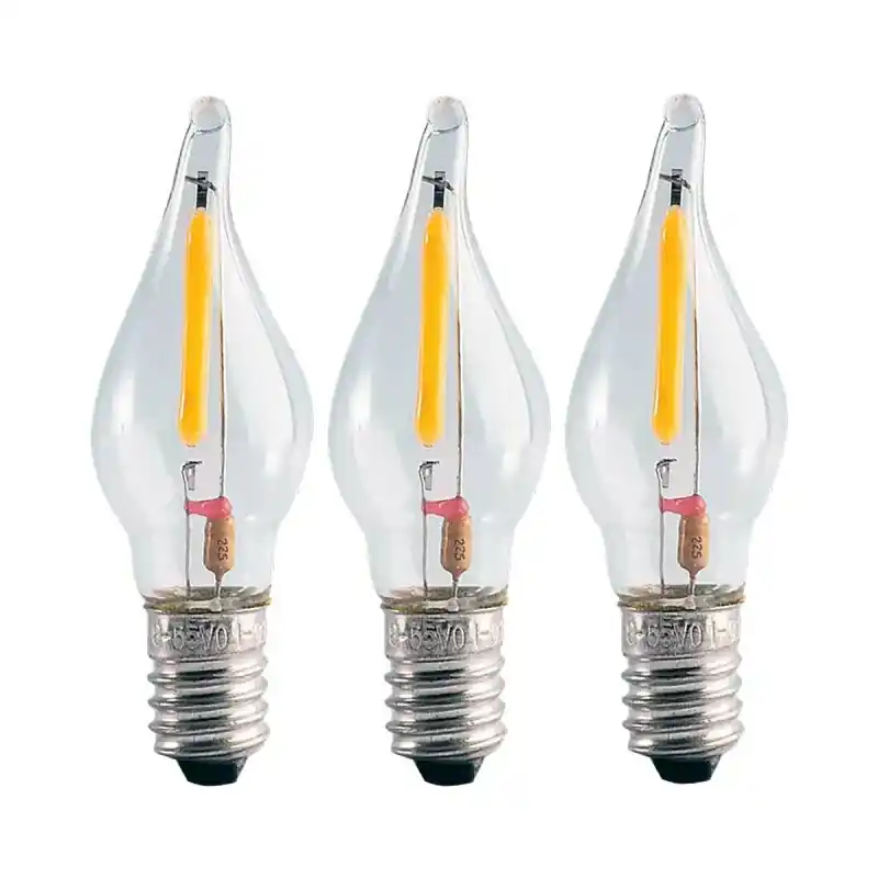 Echt 3 x LED Filament Windstoßkerzen Leuchtmittel 0,2W E10 8-55V klar 12lm extra warmweiß 2100K