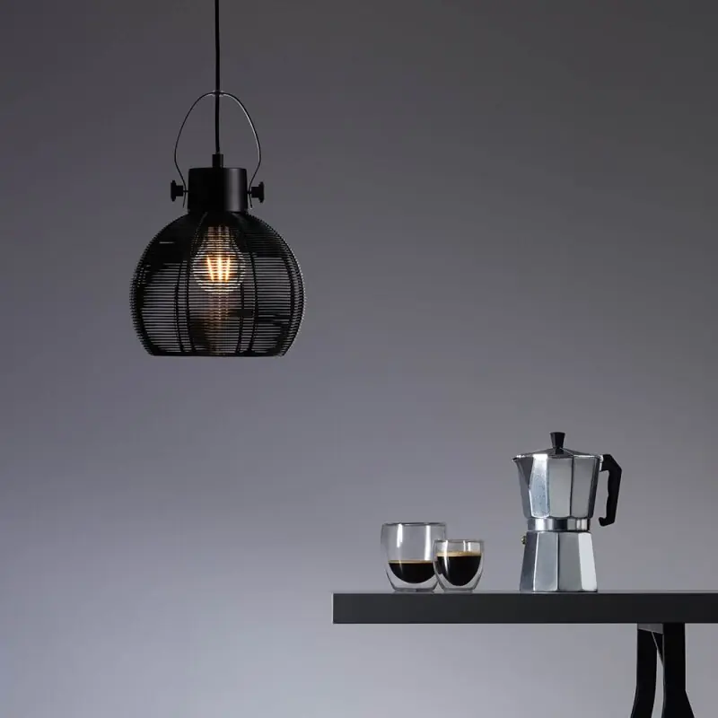 Brilliant Pendelleuchte Sambo Schwarz Ø20cm max. 60W E27 kürzbar Top-Angebot