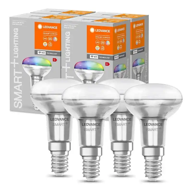 4 x Ledvance LED Smart+ R50 Reflektor 3,3W = 40W E14 matt 210lm RGBTW 2700K-6500K Dimmbar App Google Alexa WiFi Geprüft