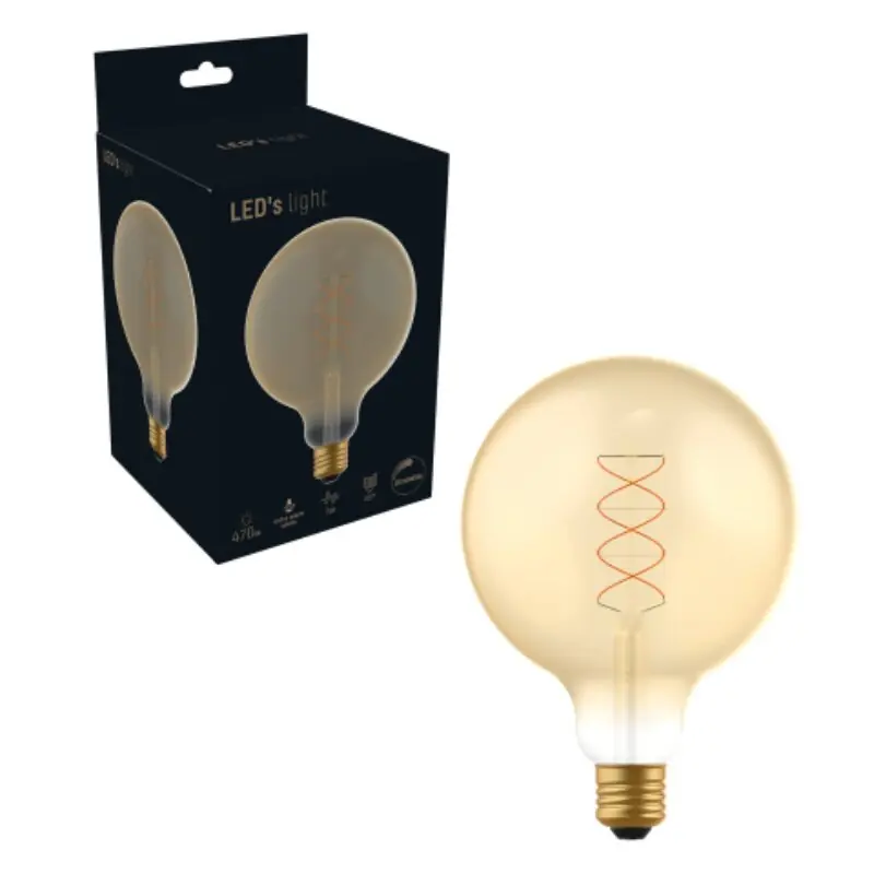 Geprüft LED´s Light LED Spiral Filament G125 Globe 5W E27 Gold 250lm extra warmweiß 1800K DIMMBAR