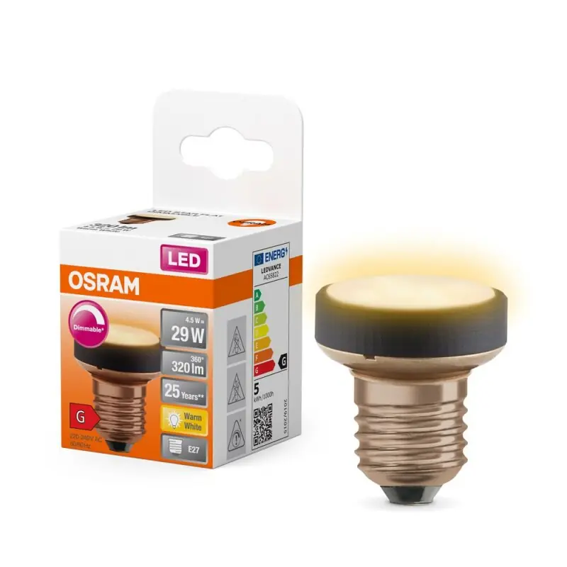 Osram LED Star Flat 4,5W = 29W E27 matt 320lm warmweiß 2700K + Aufsatzringe DIMMBAR Markenware